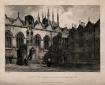 Litografi af Oriel College i Oxford
